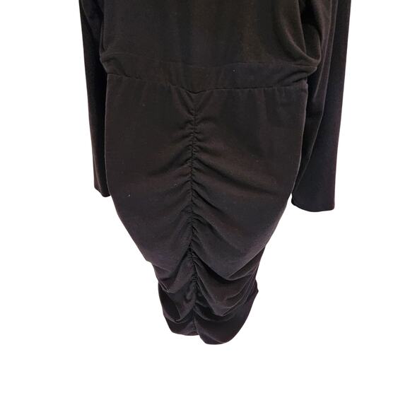 Torrid Black Ruched Side Long Sleeve Faux Wrap Party Midi Shirt Dress Size 2X - Picture 6 of 10